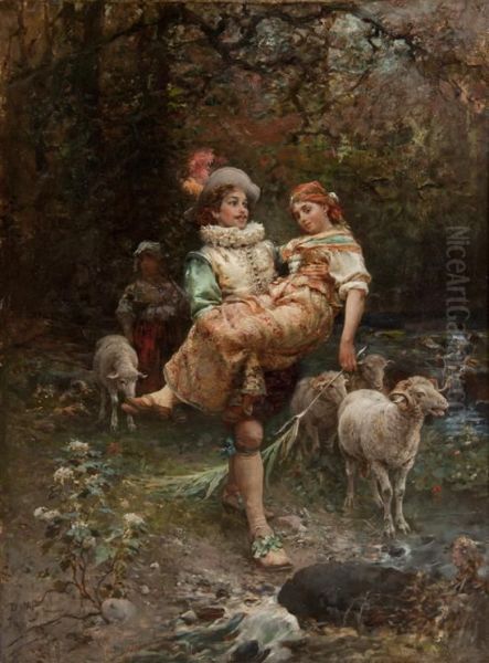 A Fair Burden Oil Painting by Cesare-Auguste Detti