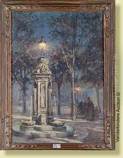 Place Animee Dans La Nuit Oil Painting by Eugene Deully