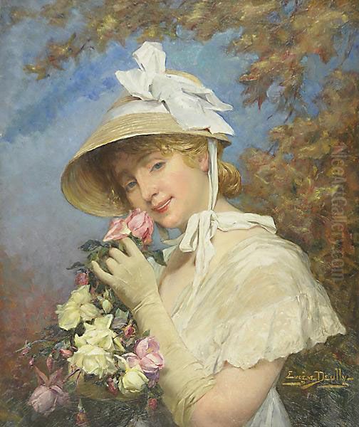 Ragazza Tra I Fiori Oil Painting by Eugene Deully