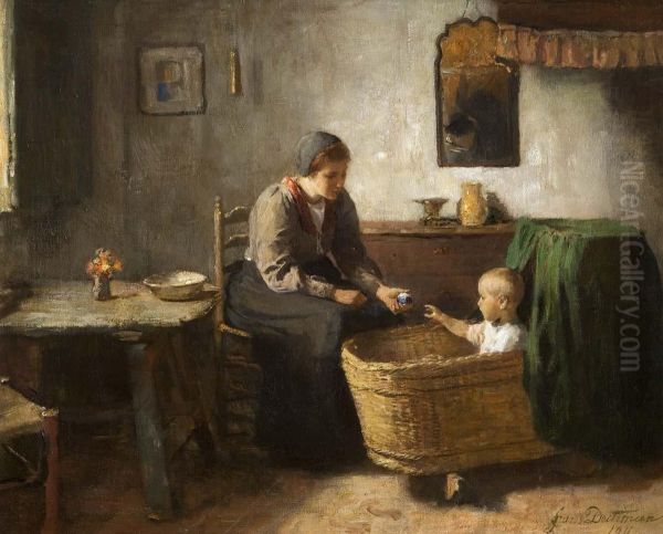 Muttergluck Oil Painting by Frans Deutmann