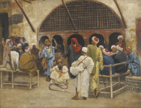 The Snake Charmers Oil Painting by Ludwig Deutsch