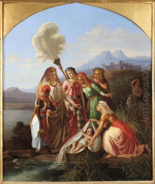 Mozes Megtalalasa Oil Painting by Moritz Deutsch