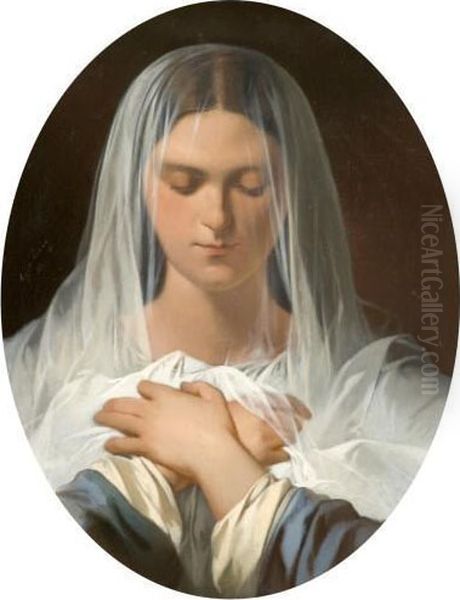 Jeune Napolitaine Pensive Et Vestale Oil Painting by Eugene Devaux