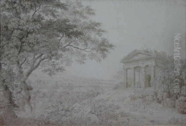 Romantic Landscape With A Temple Oil Painting by Anthony Devis