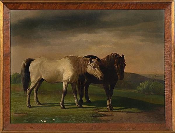 Two Welsh Ponies Oil Painting by Francis Daniel Devlan