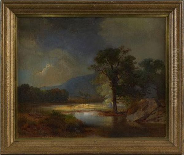 Landscape With River Oil Painting by Francis Daniel Devlan