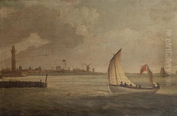 The Commissioners Of The Ordnance Coming Ashore For An Inspection Of A Garrison Town, Possibly Harwich Oil Painting by Francis Daniel Devlan