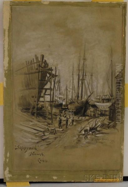 Shipyard, Noank, Conn Oil Painting by Frederick Usher Devoll