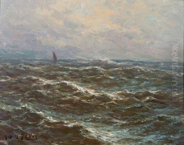 Stormy Seas W Oil Painting by Albert Isidore Devos