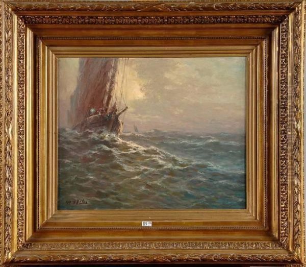 Voilier En Mer Oil Painting by Albert Isidore Devos