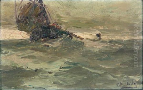 Sturmische See Oil Painting by Albert Isidore Devos