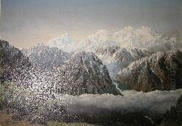 Himalayan Peaks Oil Painting by George Devy