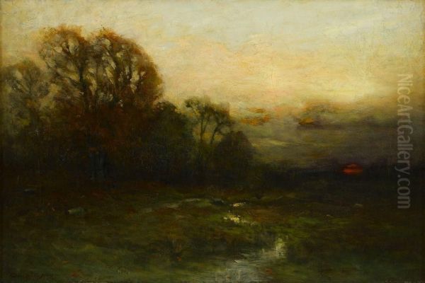 Sunset Over Long Island Oil Painting by Charles Melville Dewey