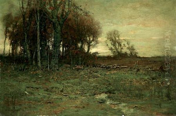 Autumn Sunset Oil Painting by Charles Melville Dewey