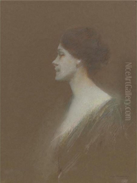 Portrait Of A Woman Oil Painting by Thomas Wilmer Dewing