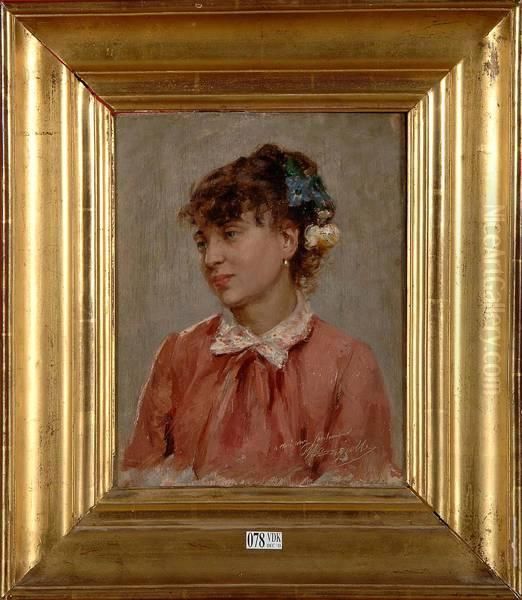 Portrait D'une Elegante Oil Painting by Theophile Louis Deyrolle