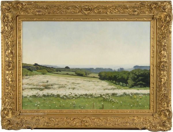 European Landscape Oil Painting by Arthur Henry Louis Dezobry