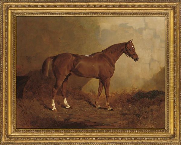 Yellow Jack In A Stable Oil Painting by E. Dhuin