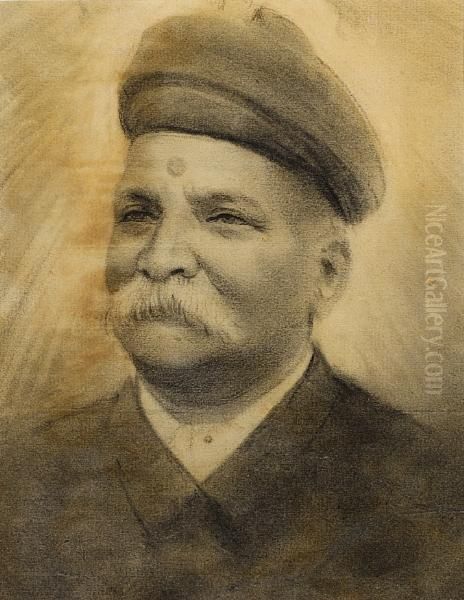 The Artist's Father Oil Painting by Mahadev Vishvanath Dhurandhar