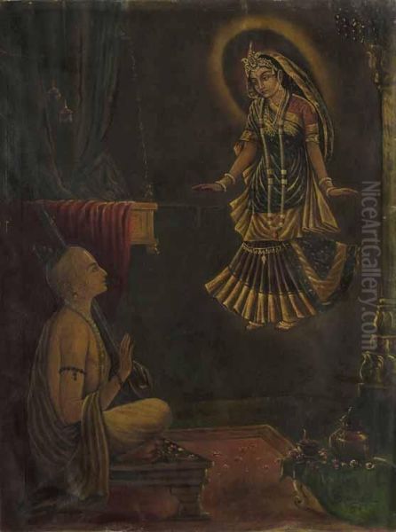 Devotee Oil Painting by Mahadev Vishvanath Dhurandhar