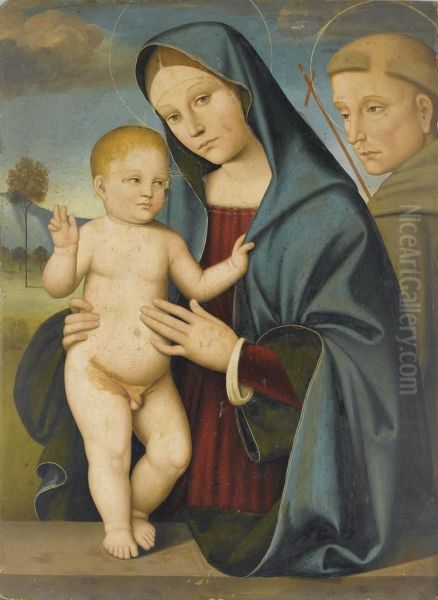 Madonna Con Bambino E Sant'antonio Oil Painting by Francesco Di Bartolo