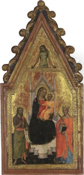 The Madonna And Child With Saints John The Baptist And Catherine Of Alexandria Oil Painting by Martino Di Bartolomeo Di Biagio