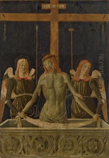 Le Christ Au Tombeau Soutenu Par Deux Anges Oil Painting by Alesso Di Benozzo