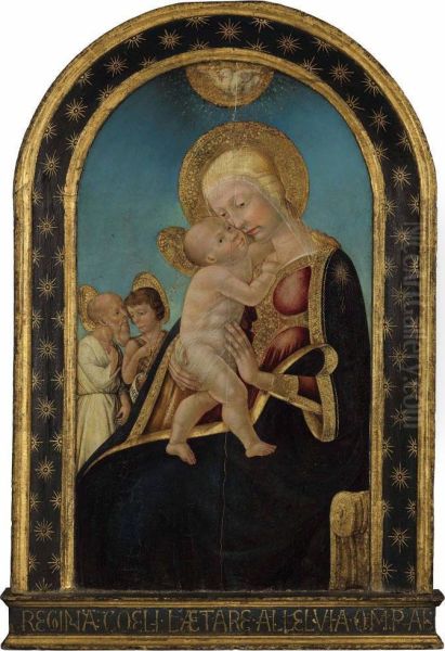 The Madonna And Child With Saints Jerome And John The Baptist Oil Painting by Bicci Di Neri