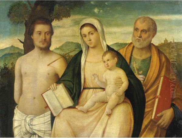 Madonna Con Bambino E Santi Sebastiano E Pietro Oil Painting by Francesco Bissolo