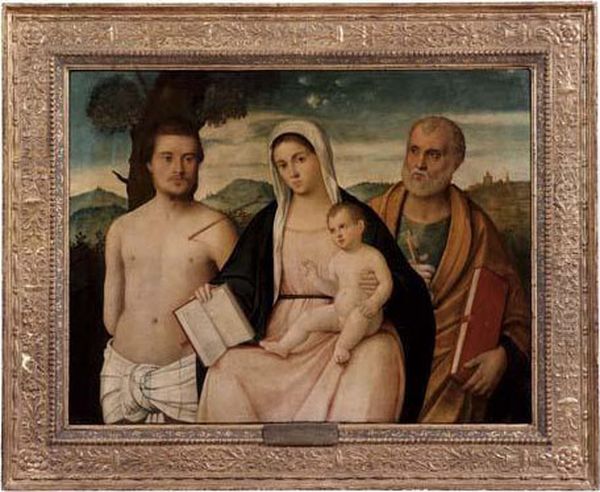 Madonna Con Bambino E Santi Sebastiano E Pietro Oil Painting by Francesco Bissolo