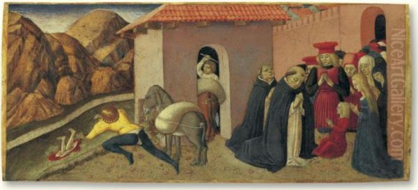 The Miracle Of St. Peter Martyr: A Predella Panel Oil Painting by Benedetto Bonfigli