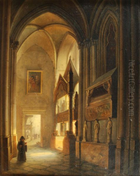 Interno Della Chiesa Di San Lorenzo Maggiore Oil Painting by Maria Carolina Di Borbone