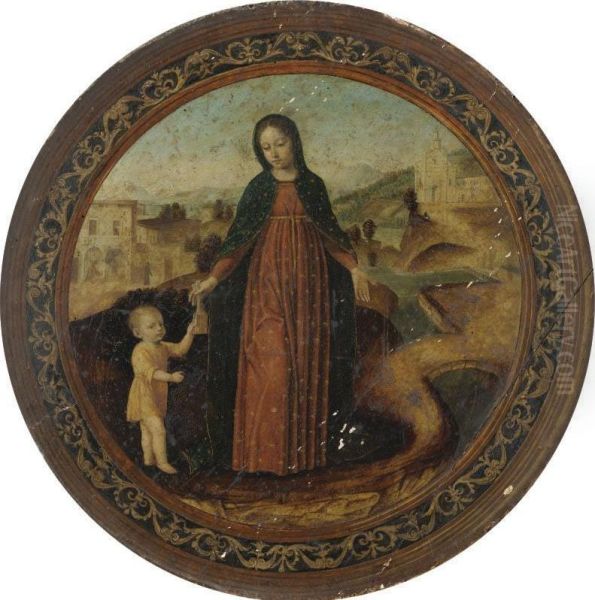 The Virgin And Child In A Landscape Oil Painting by Ambrogio Stefano Di Borgognone