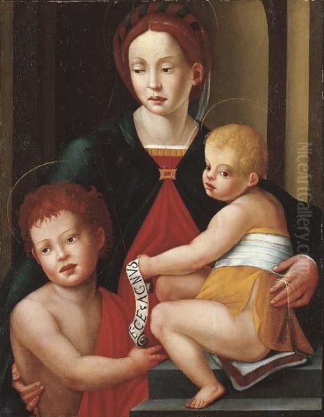 Sacra Famiglia Con San Giovannino Oil Painting by Giuliano Bugiardini