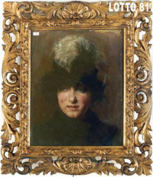 Donna Con Cappello Oil Painting by Giacomo Di Chirico