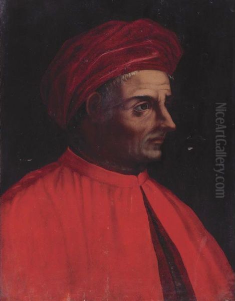 Portrait Of A Cardinal, Head And Shoulders Oil Painting by Cristofano dell' Altissimo