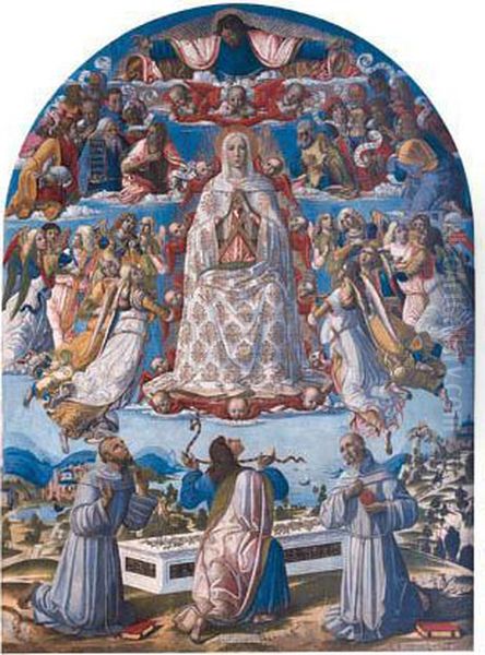 The Assumption Of The Virgin With Saint Thomas Receiving The Girdlebetween Saints Francis Of Assisi And Anthony Of Padua Oil Painting by Benvenuto Di Giovanni Guasta