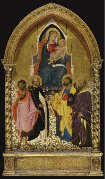 Virgin And Child With Saints John The Baptist, Dominic, Peter, Andpaul Oil Painting by Niccolo di Pietro Gerini