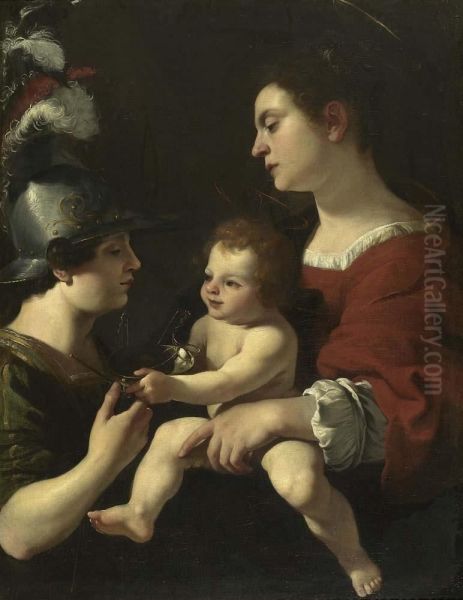 Madonna Und Kind Mit Dem Erzengel Michael. Oil Painting by Rutilio Lorenzo Di Manetti