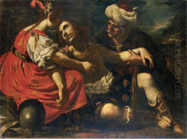 Erminia E Tancredi Oil Painting by Rutilio Lorenzo Di Manetti