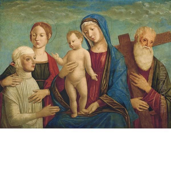 Madonna Col Bambino Tra Una Santa Con Donatrice E Santandrea Oil Painting by Giovanni di Niccolo Mansueti