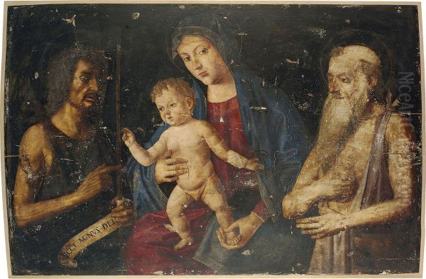 The Madonna And Child With Saint John The Baptist And Saintjerome Oil Painting by Giovanni di Niccolo Mansueti