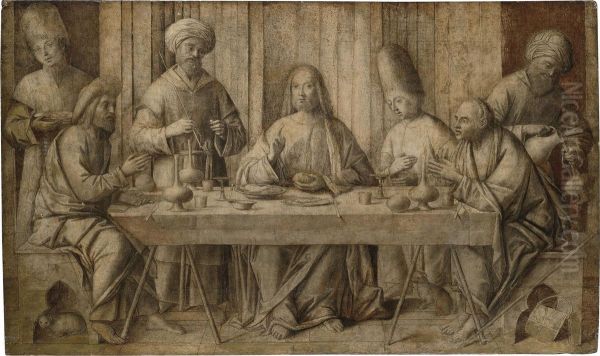 The Supper At Emmaus, En Grisaille Oil Painting by Giovanni di Niccolo Mansueti