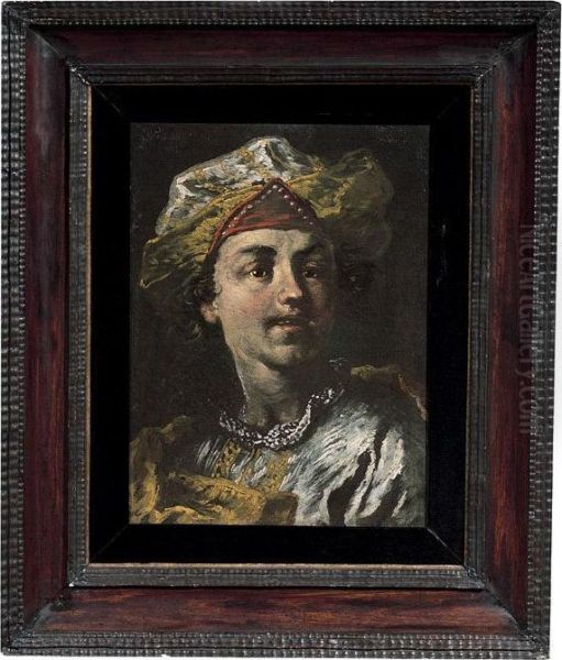 Testa Di Giovinetto Con Turbante Oil Painting by Jacopo Paolo Di Marieschi