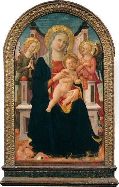 Madonna In Trono Col Bambino
 E Angeli Oil Painting by Domenico Di Michelino