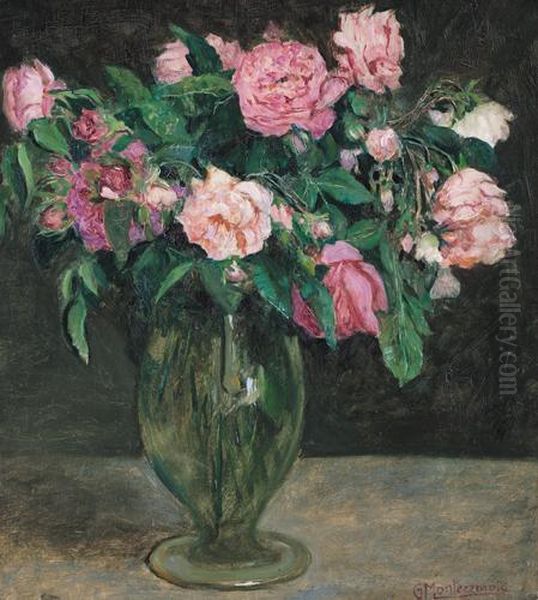 Rose In Vaso Oil Painting by Guido Di Montezemolo