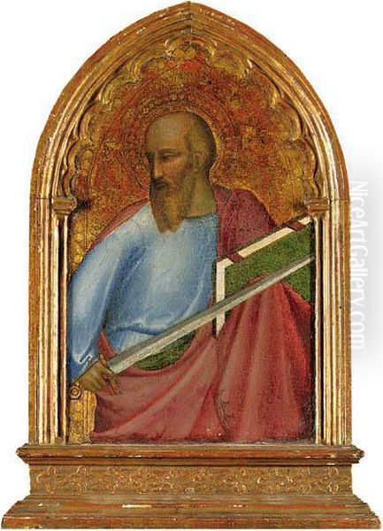 Saint Paul And Saint Andrew: Pinnacles From An Altarpiece Oil Painting by Francesco Di Neri Da Volterra