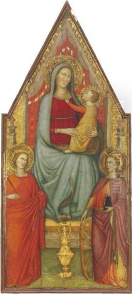 Madonna Col Bambino In Trono Tra Santa Caterina D'alessandria E Santa Martire Oil Painting by Lorenzo Di Niccolo Di Martino