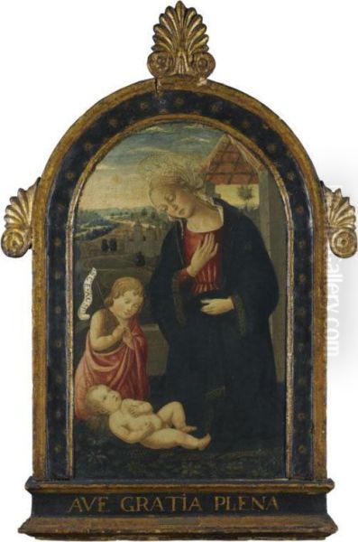 Madonna And Child With The Infant Saint John The Baptist Oil Painting by Bernardo Stefano Di Rosselli