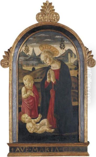 The Madonna And The Young Saint John Adoring The Christ Child Oil Painting by Bernardo Stefano Di Rosselli